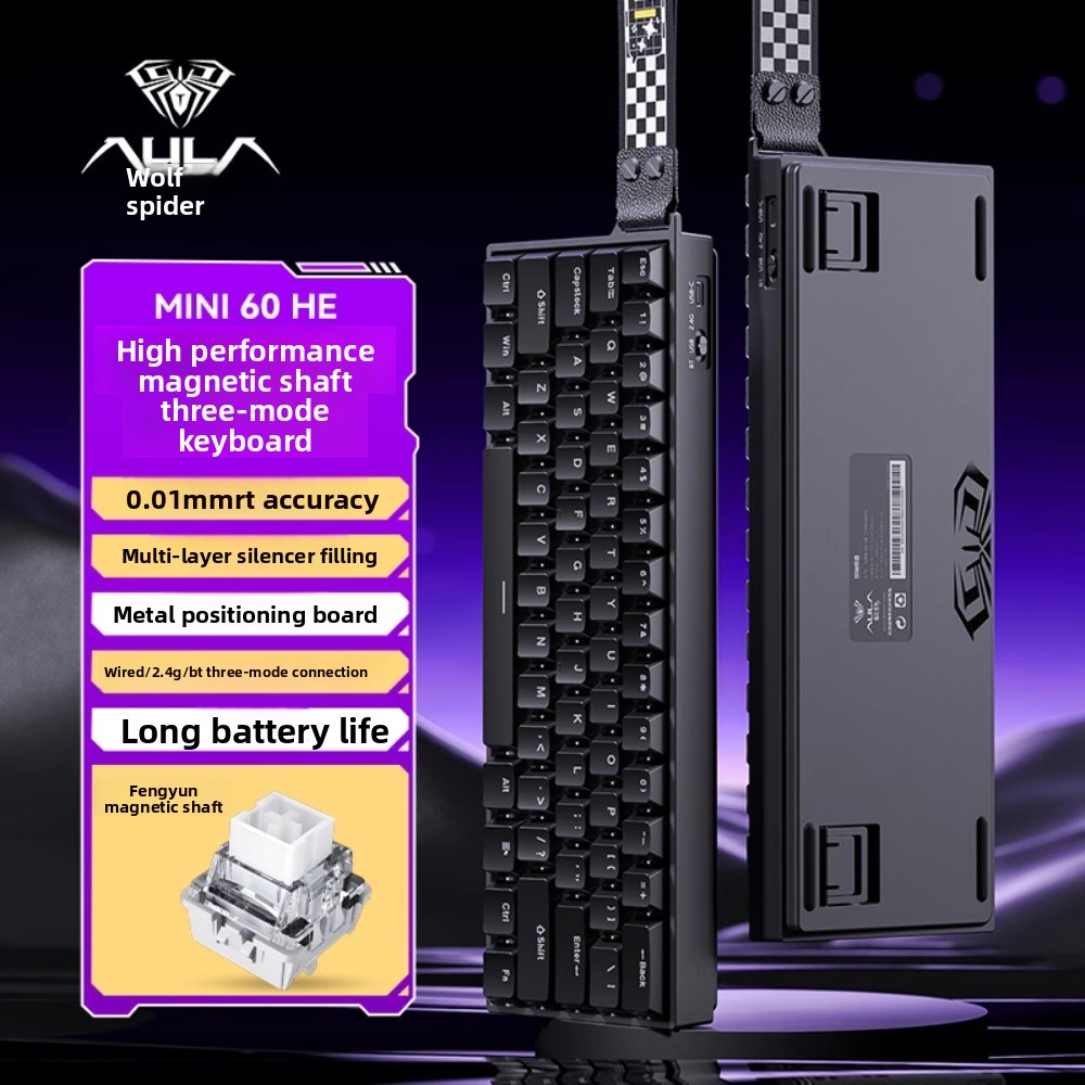 Gaming Keyboard Mini Mechanical - AULA MINI60HE three-mode magnetic axis keyboard