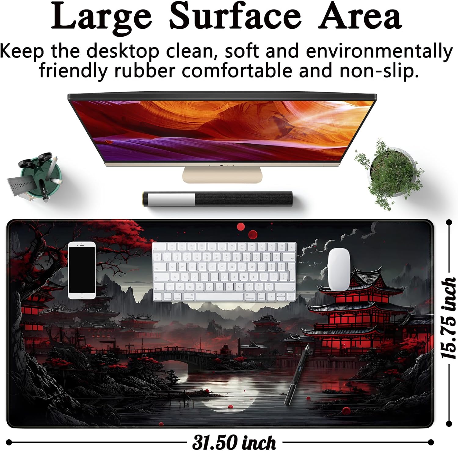 Japanese Desk Mat Riverside Fu - огляд і ціна Gaming Keyboard And Mouse Pad