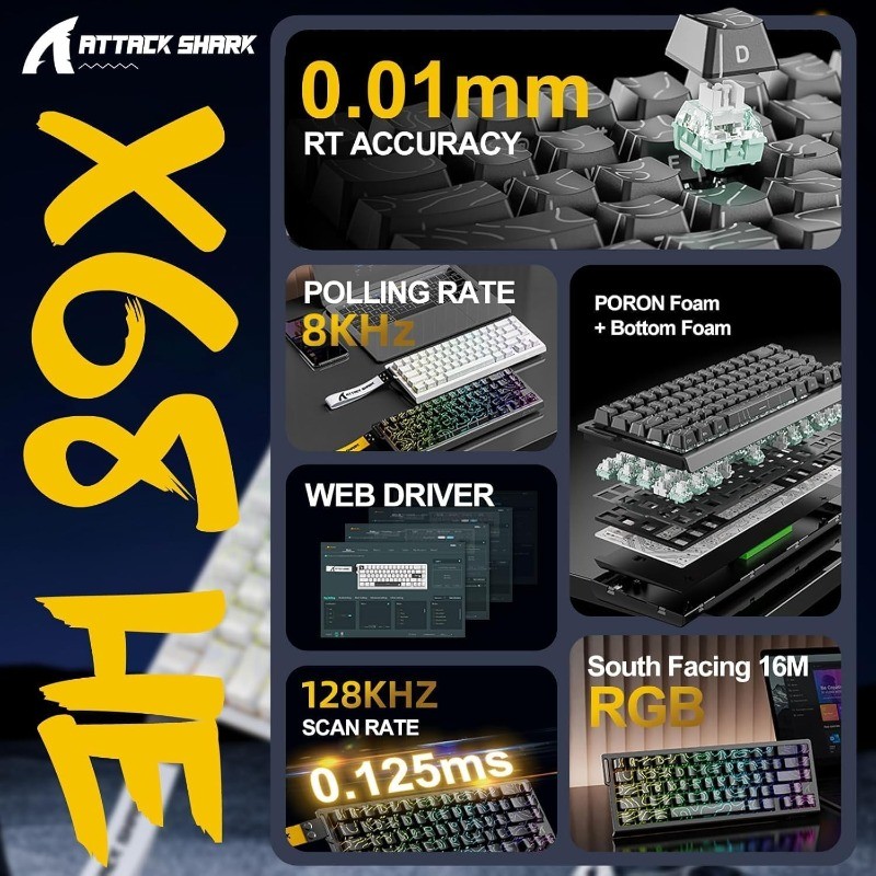 ATTACK SHARK X68 HE 8000Hz Rap - огляд і ціна Gaming Keyboard Type C
