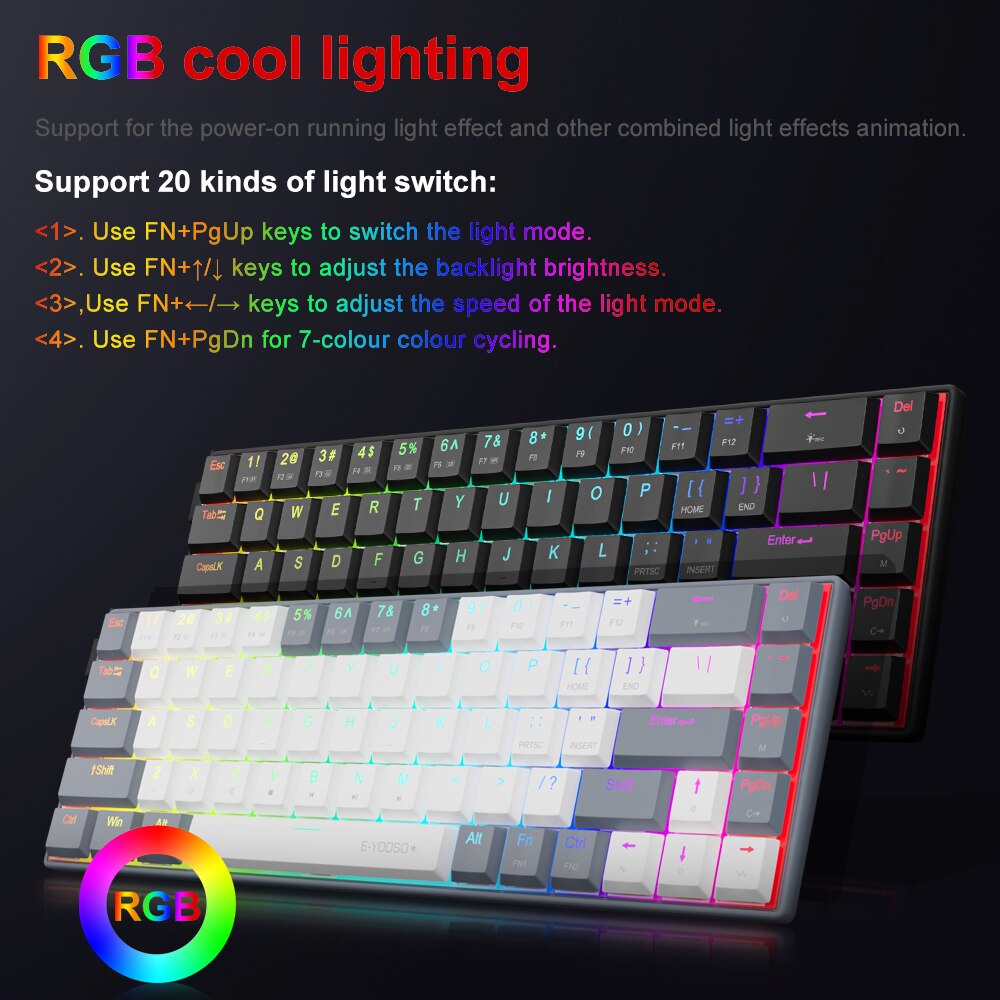 E-YOOSO A68 RGB Mini Slim USB  - огляд і ціна Gaming Keyboard Mini Mechanical