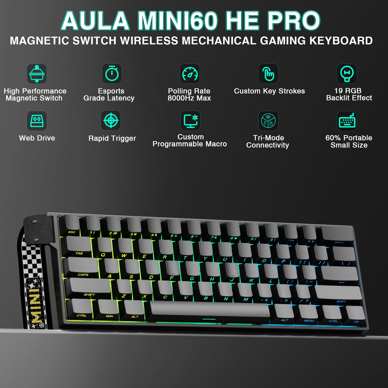 AULA MINI 60HE Magnetic Keyboa - огляд і ціна Gaming Keyboard Mini Mechanical