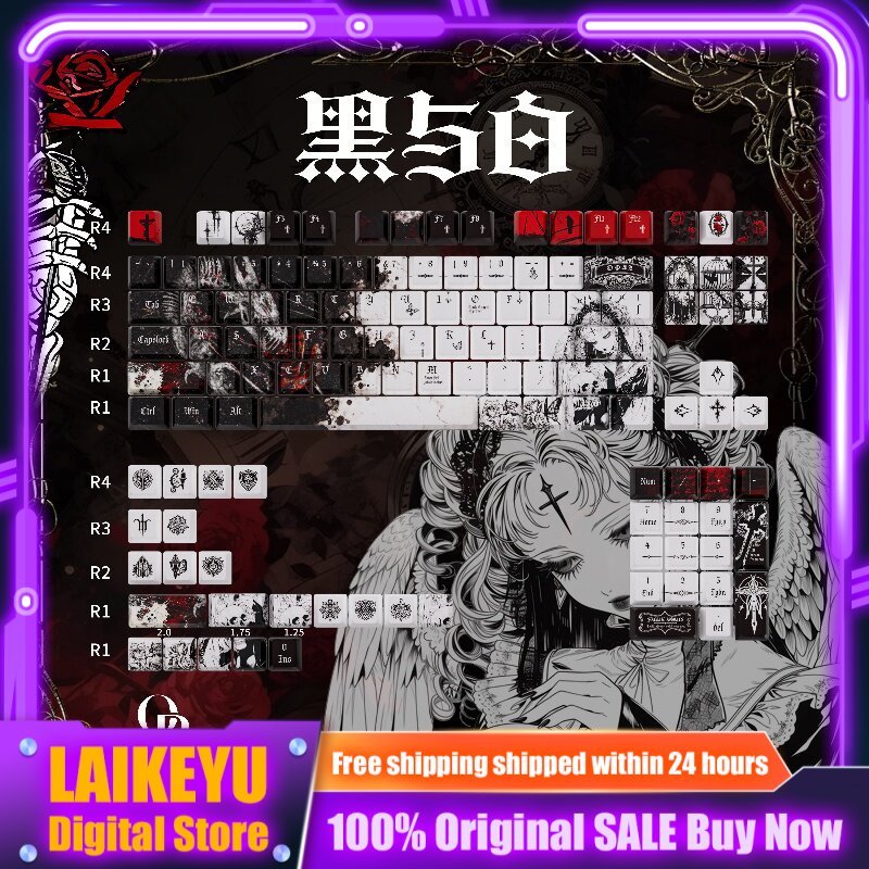 Black White Theme Keycap PBT F - огляд і ціна Keyboard Gaming Black