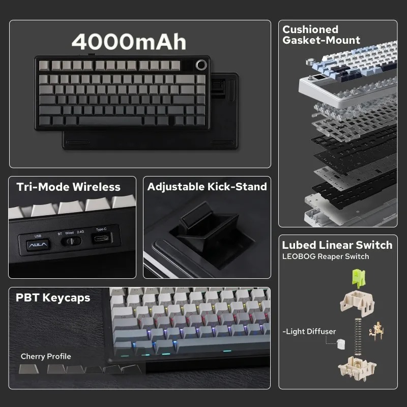 AULA F75 Max Mechanical Keyboa - огляд і ціна Gaming Keyboard No Rgb