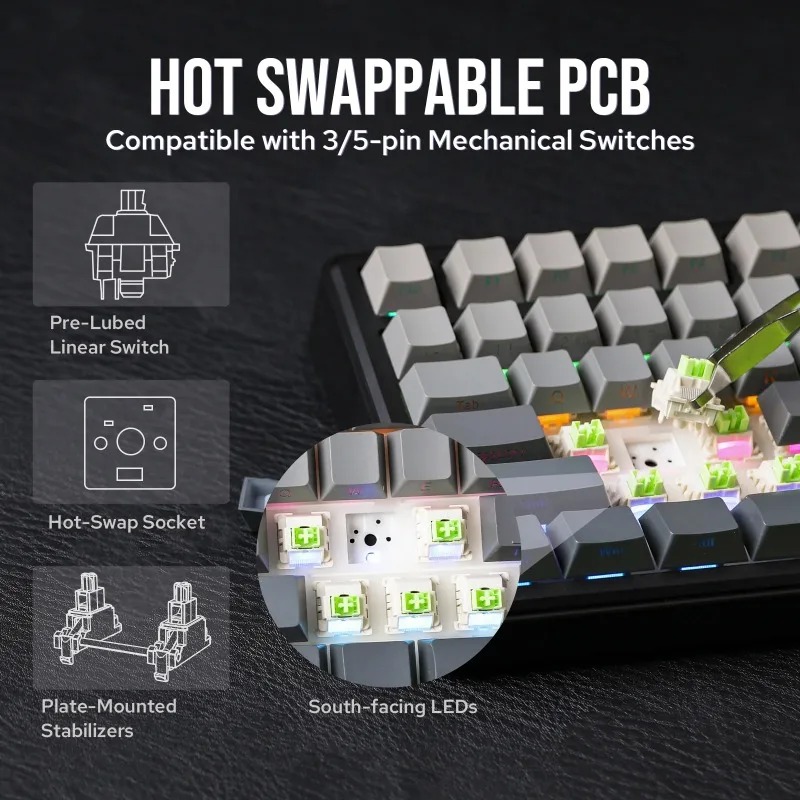 AULA F75 Max Mechanical Keyboa - огляд і ціна Gaming Keyboard No Rgb