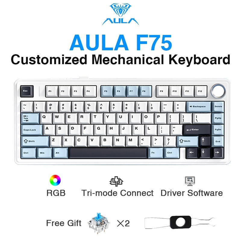 AULA F75 75% Wireless Mechanic - огляд і ціна Gaming Keyboard Type C
