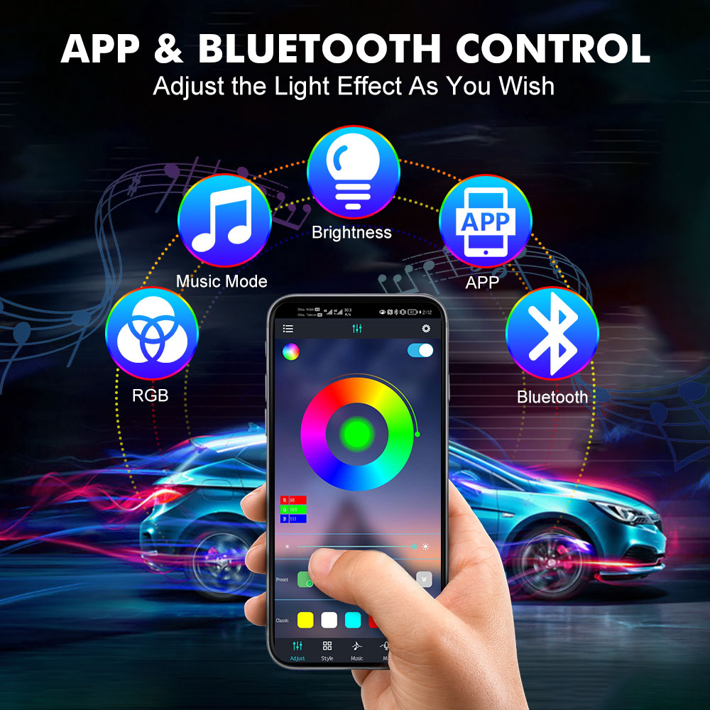 Neon LED Interior Car Light AP - огляд і ціна Rgb Underglow Strip