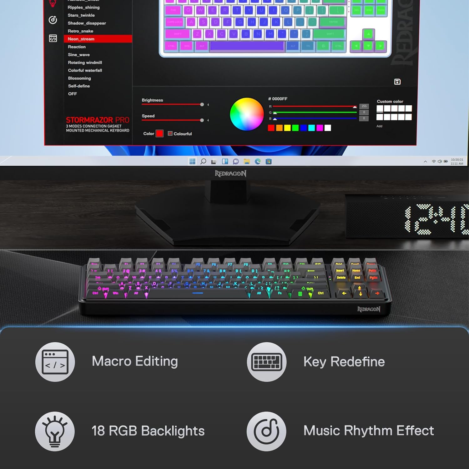 Redragon K707 PRO GB 80% Gaske - огляд і ціна Gaming Keyboard No Noise
