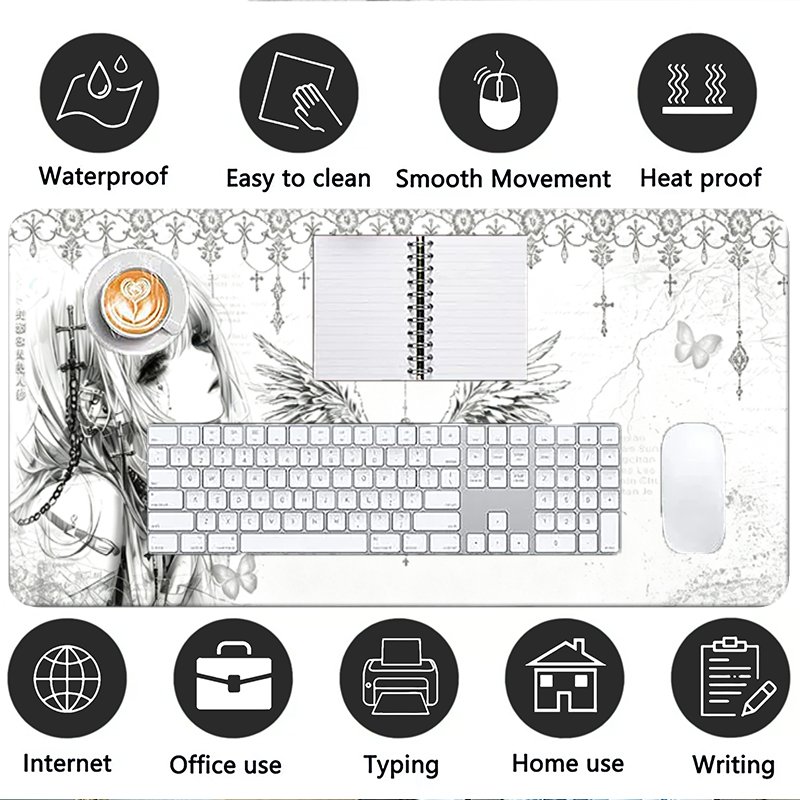 Leather Mousepad Black White A - огляд і ціна Gaming Keyboard And Mouse Pad