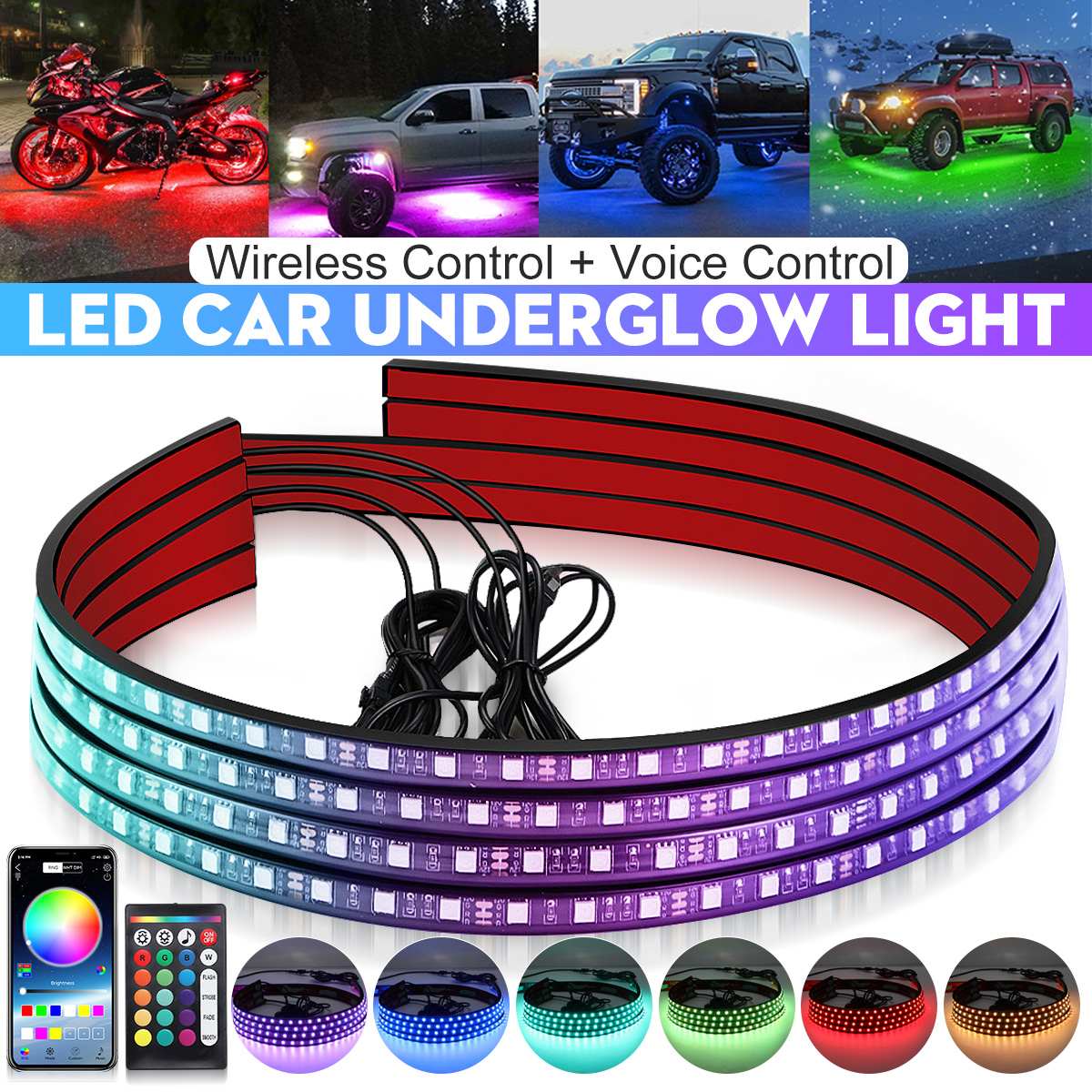 Wireless LED Car Flexible Unde - огляд і ціна Rgb Underglow Strip