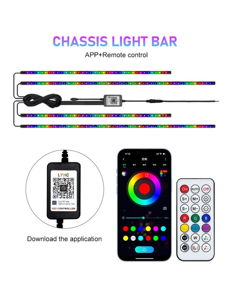 4in1 Car Flexible Underglow St - огляд і ціна Rgb Underglow Strip